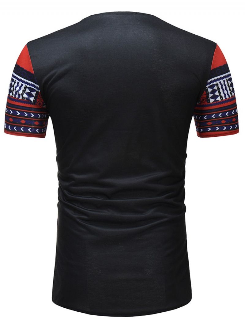 African Moda Dashiki Print Slim Fit Męska Scoop T Shirt