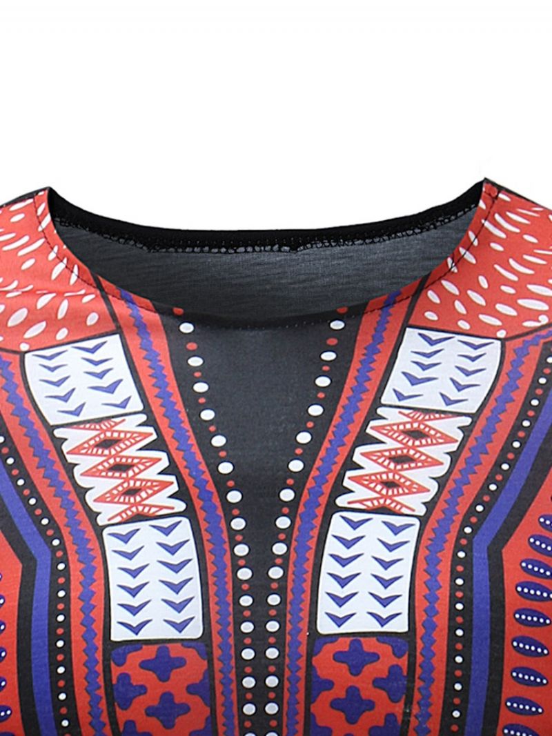 African Moda Dashiki Print Slim Fit Męska Scoop T Shirt