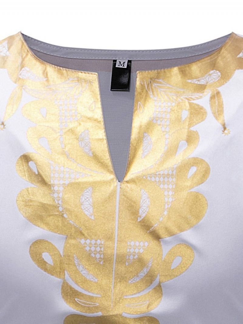 Afrykańska Moda Dashiki Z Dekoltem W Szpic Z Nadrukiem Męskie Koszulki Na Co Dzień