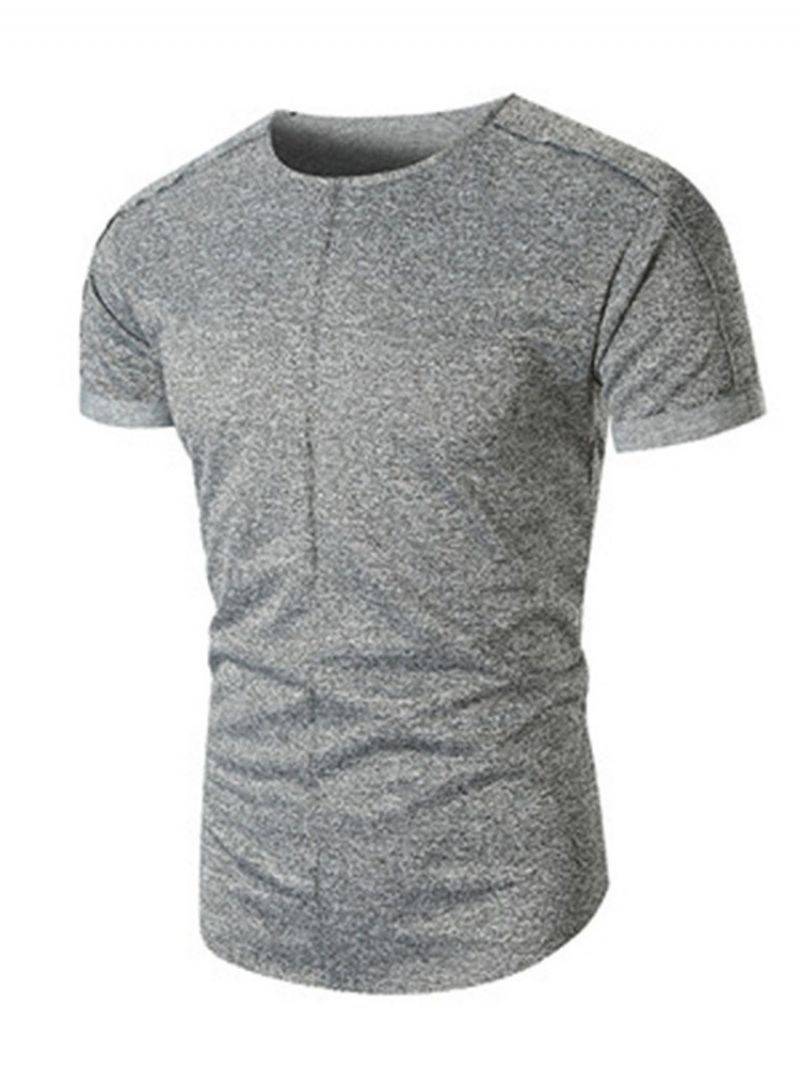 Męska Koszulka Slim Fit Z Okrągłym Dekoltem I Gładkim Luźnym Pulowerem