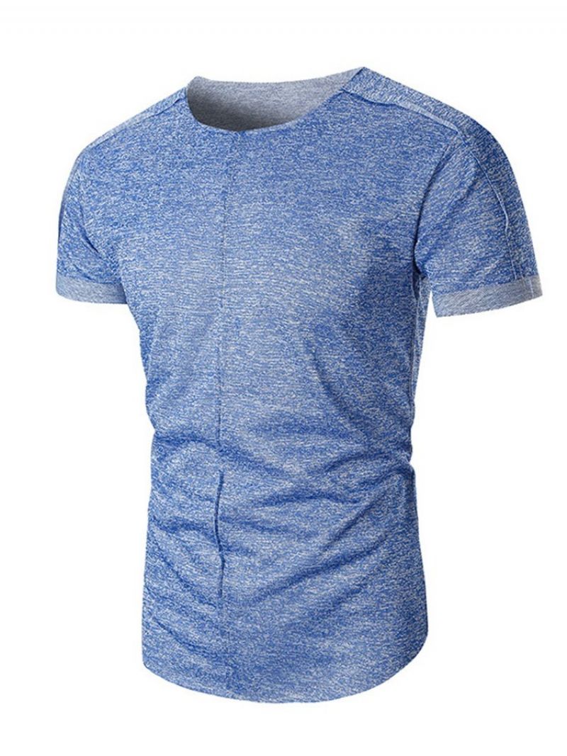 Męska Koszulka Slim Fit Z Okrągłym Dekoltem I Gładkim Luźnym Pulowerem