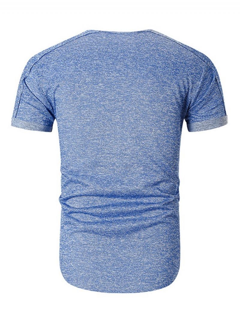 Męska Koszulka Slim Fit Z Okrągłym Dekoltem I Gładkim Luźnym Pulowerem