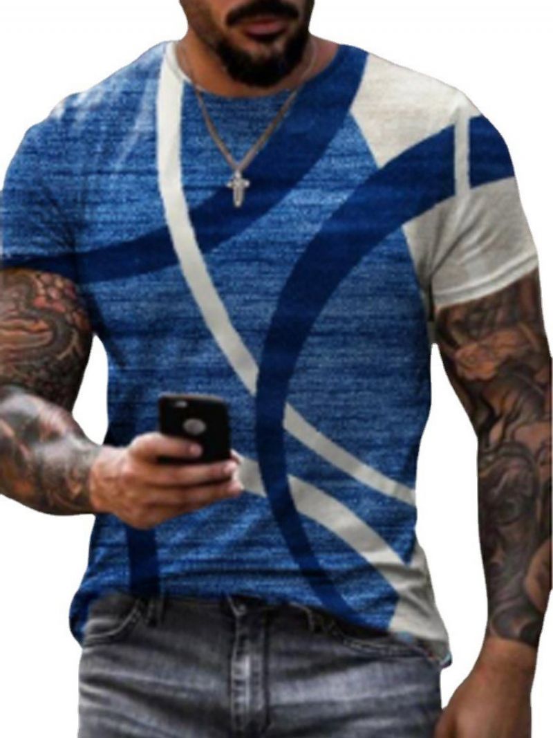 T-Shirt Męski Z Krótkim Rękawem I Okrągłym Dekoltem Z Nadrukiem