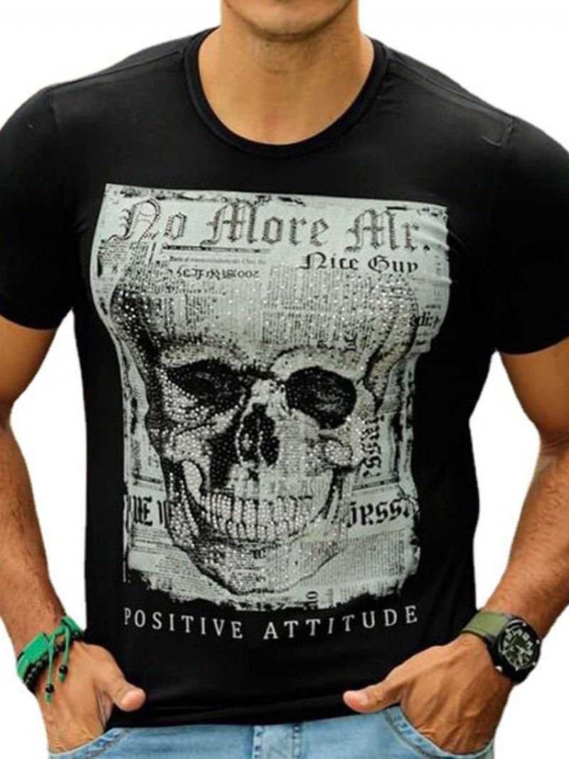 T-Shirt Męski Z Krótkim Rękawem I Okrągłym Dekoltem W Stylu Casual