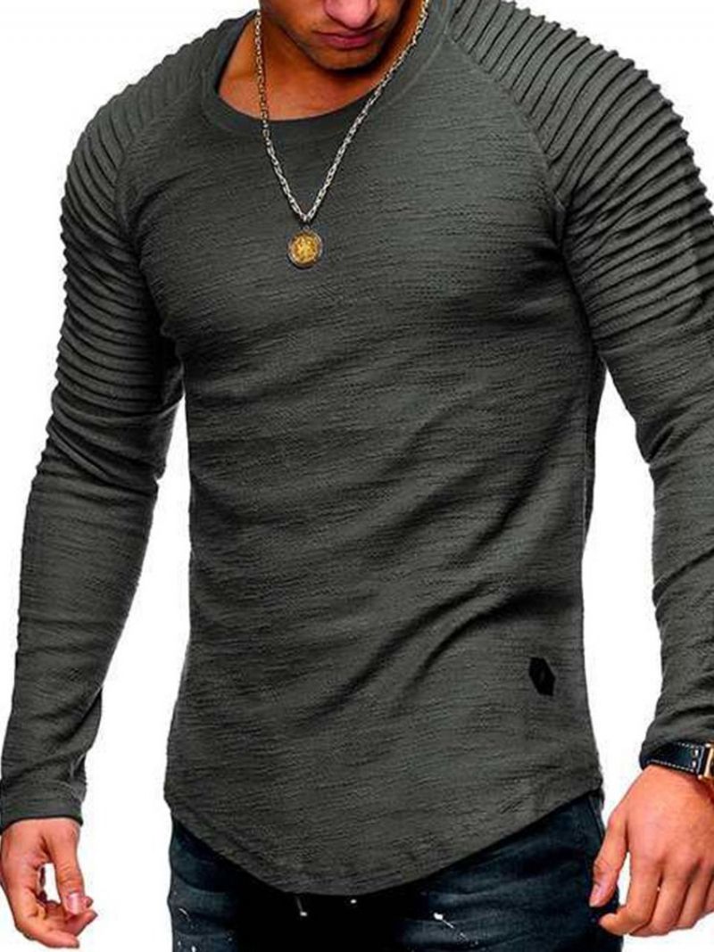 T-Shirt O Wąskim Kroju Z Okrągłym Dekoltem I Plisowanym Pulowerem