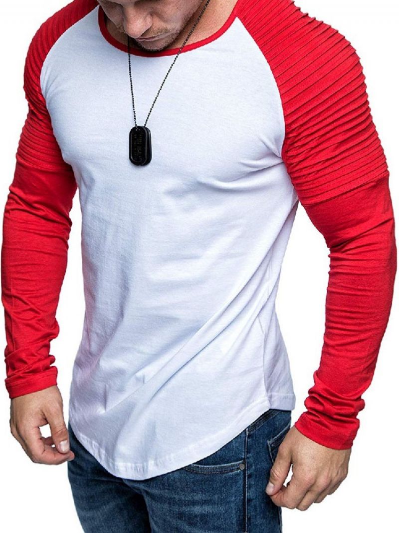 T-Shirt Z Długim Rękawem I Okrągłym Dekoltem W Stylu Patchwork