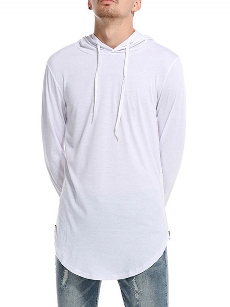 Zwykły Luźny Pulower Z Kapturem Slim T-Shirt