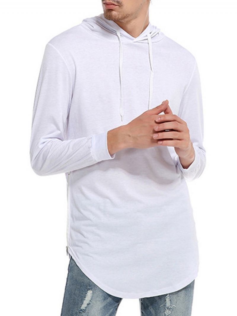 Zwykły Luźny Pulower Z Kapturem Slim T-Shirt