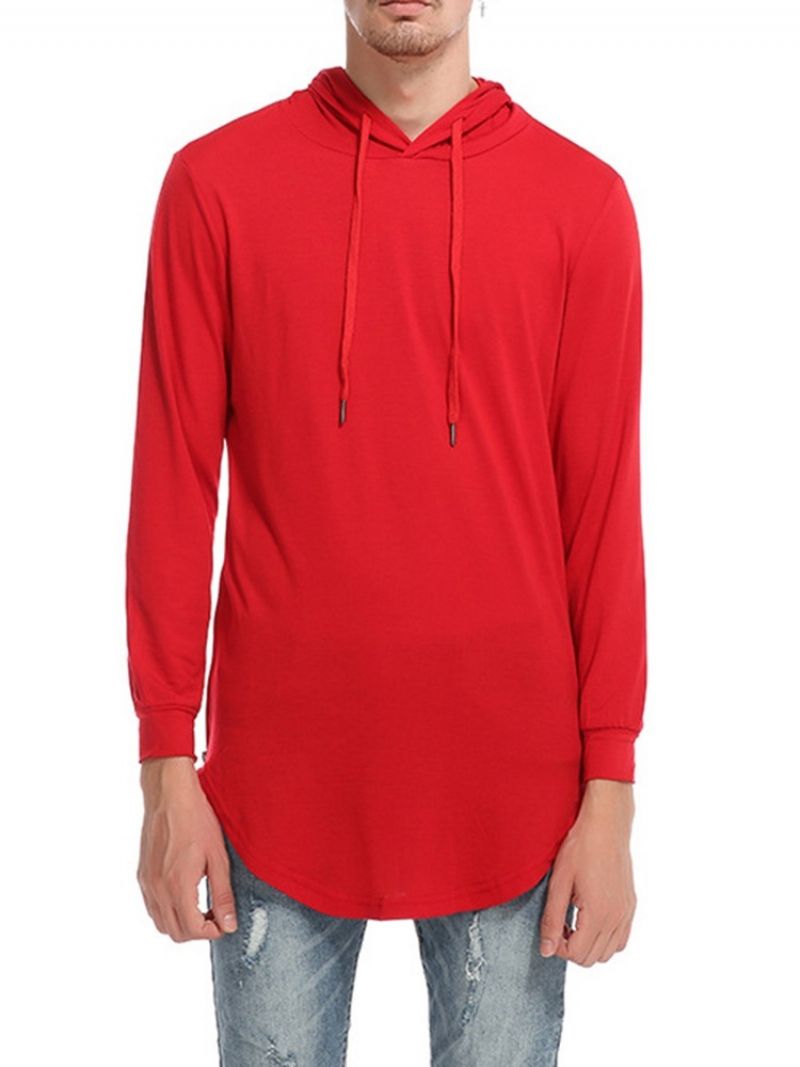 Zwykły Luźny Pulower Z Kapturem Slim T-Shirt