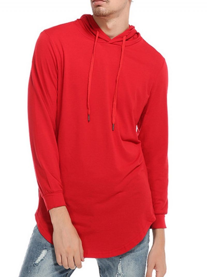 Zwykły Luźny Pulower Z Kapturem Slim T-Shirt
