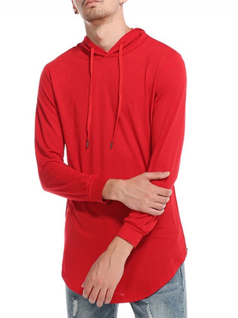 Zwykły Luźny Pulower Z Kapturem Slim T-Shirt