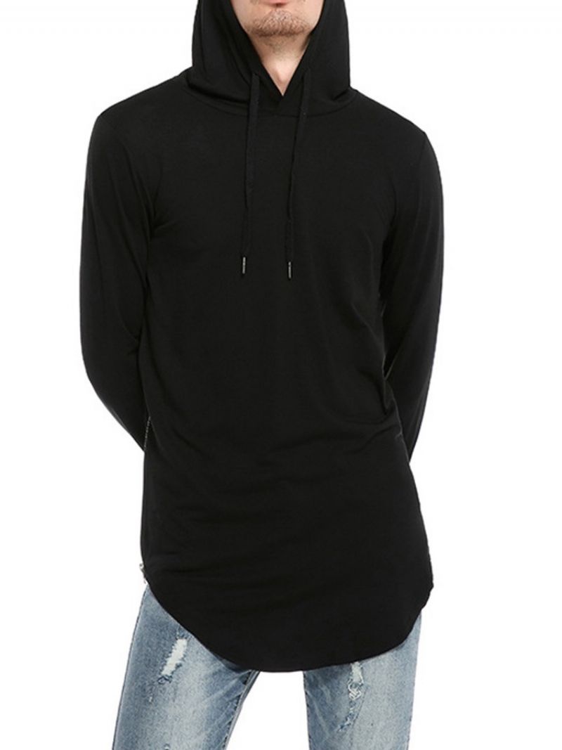 Zwykły Luźny Pulower Z Kapturem Slim T-Shirt