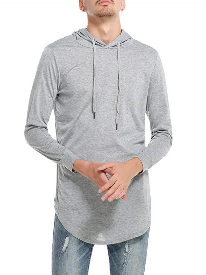 Zwykły Luźny Pulower Z Kapturem Slim T-Shirt