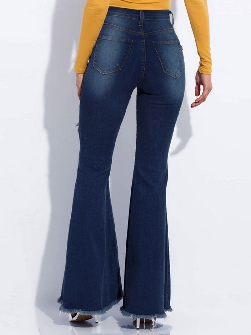 Dżinsy O Wąskim Kroju Bellbottoms Hole Gradient Zipper