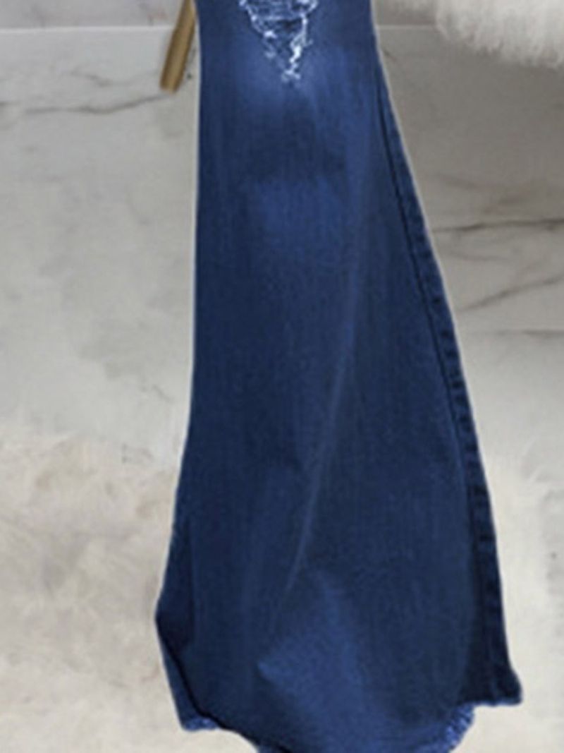 Dżinsy O Wąskim Kroju Bellbottoms Hole Gradient Zipper