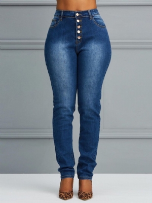 Jeansy Damskie Skinny Z Guzikami