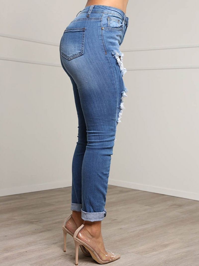 Patchwork Leopard Ołówek Spodnie Zipper Damskie Slim Dżinsy