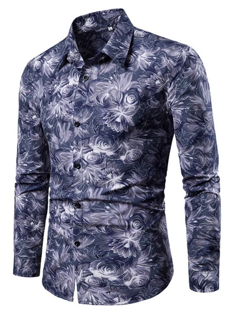 Koszula Męska Slim Fit Z Klapami I Kolorowymi Guzikami