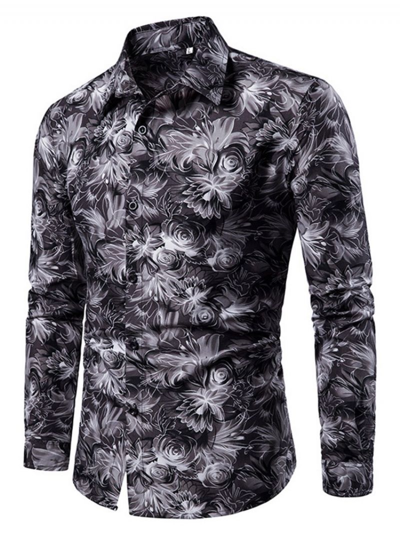 Koszula Męska Slim Fit Z Klapami I Kolorowymi Guzikami