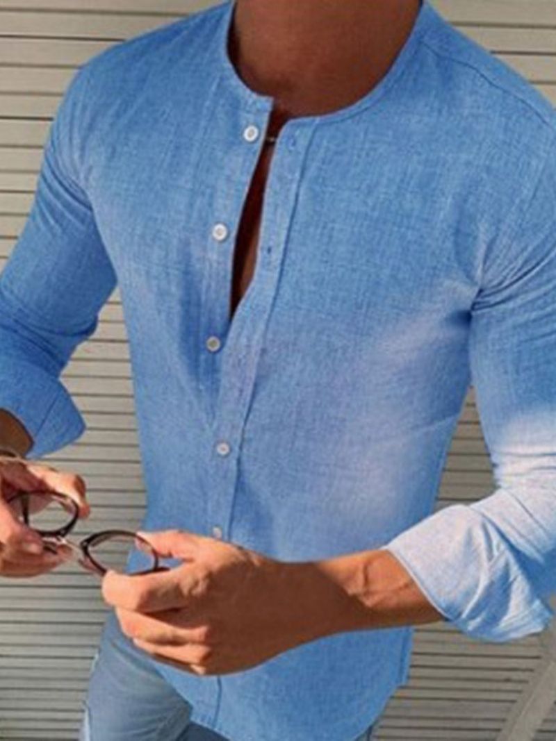 Koszula O Wąskim Kroju Z Okrągłym Dekoltem W Stylu Casual