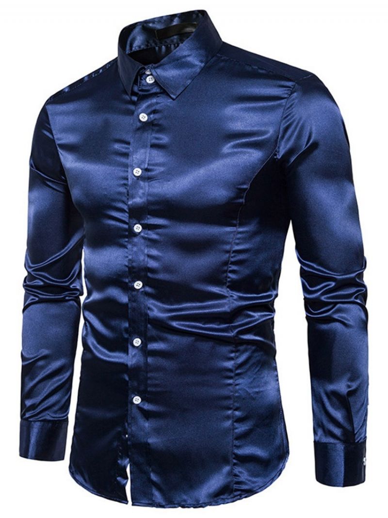 Moda Plain Lapel Jesień Slim Shirt