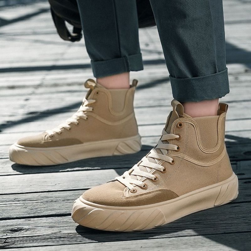 Patchworkowe Buty Do Deskorolki Z Wysokim Cięciem I Okrągłym Noskiem