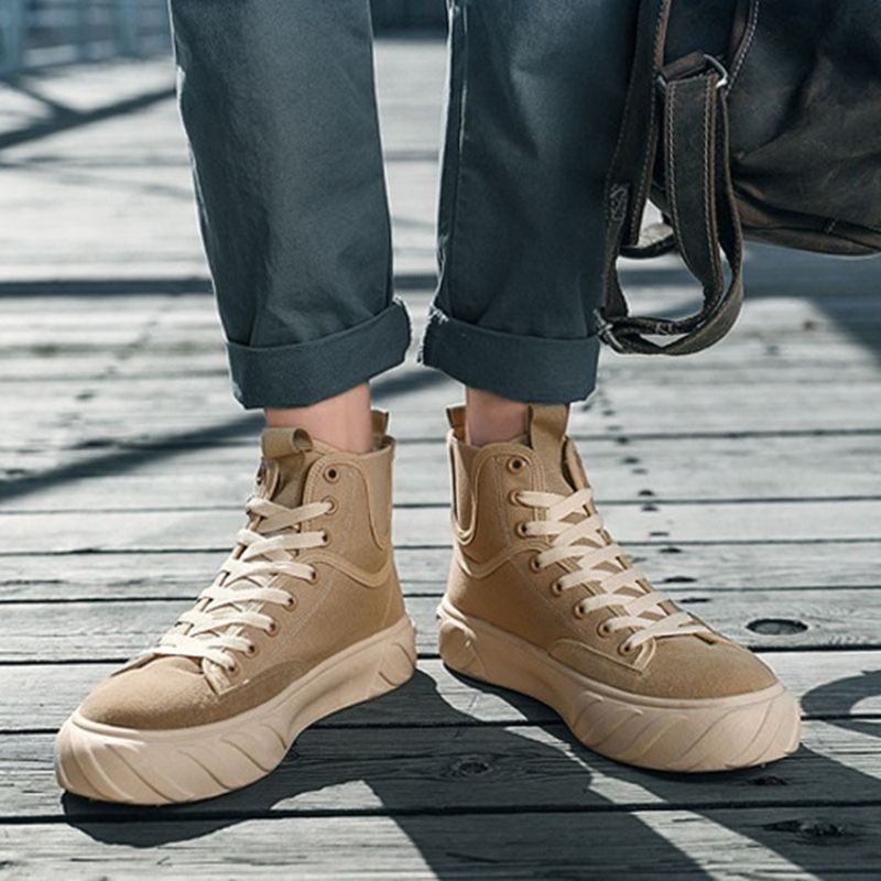 Patchworkowe Buty Do Deskorolki Z Wysokim Cięciem I Okrągłym Noskiem