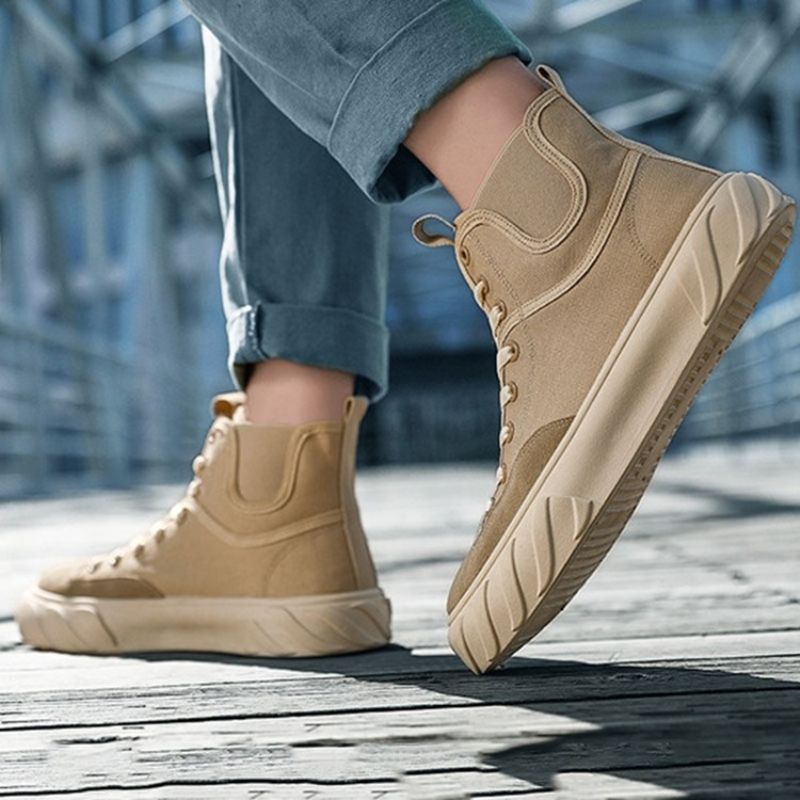 Patchworkowe Buty Do Deskorolki Z Wysokim Cięciem I Okrągłym Noskiem