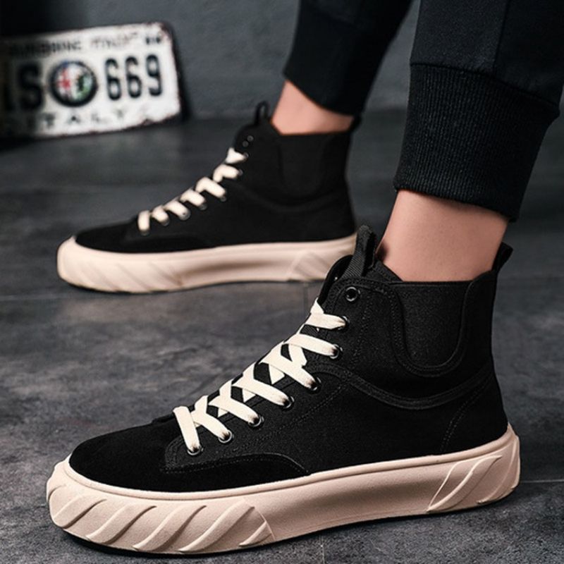 Patchworkowe Buty Do Deskorolki Z Wysokim Cięciem I Okrągłym Noskiem