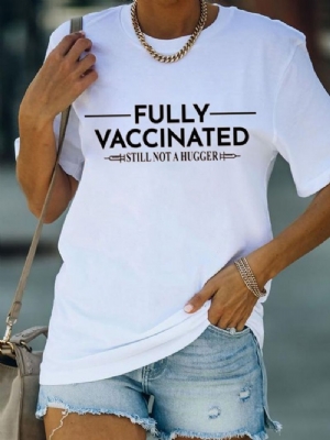 Damski T-Shirt Slim Z Krótkim Rękawem O Średniej Długości Z Literami