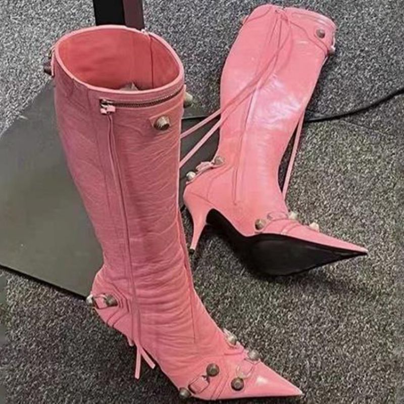 Gładkie Szpiczaste Buty Na Obcasie Z Cekinami
