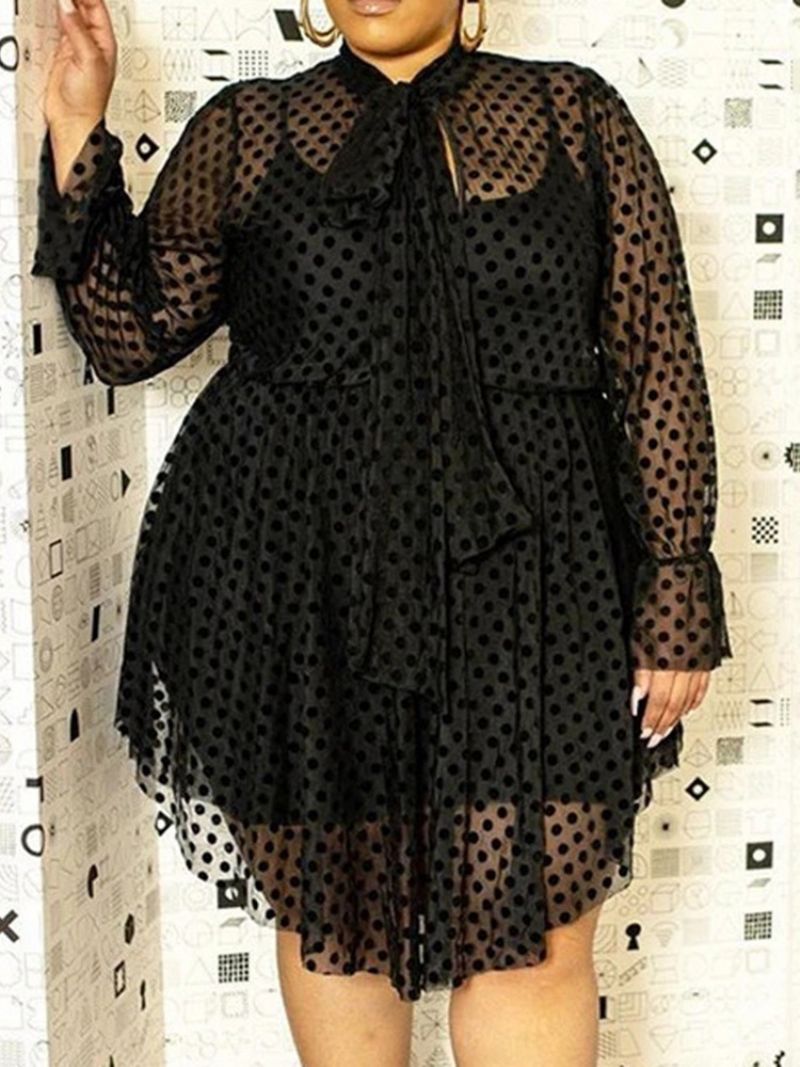 Letnia Asymetryczna Sukienka Z Długim Rękawem Do Połowy Łydki Plus Size