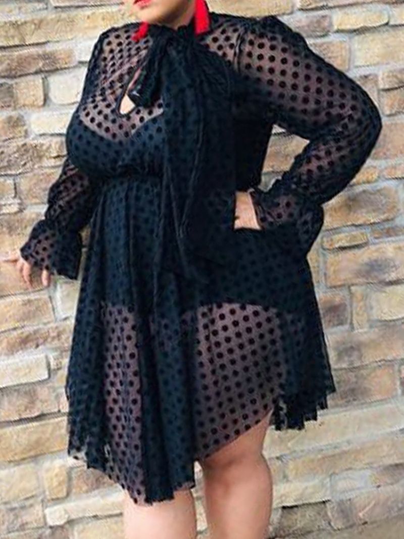 Letnia Asymetryczna Sukienka Z Długim Rękawem Do Połowy Łydki Plus Size