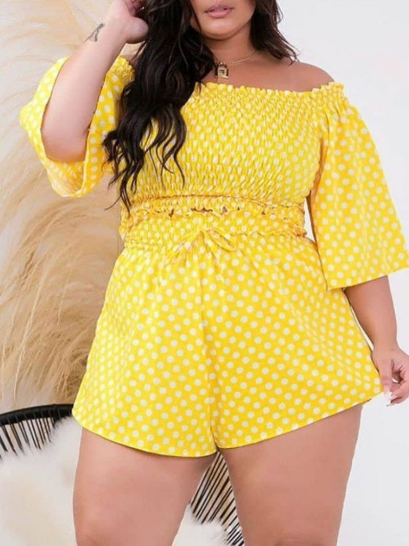 Szorty W Groszki Casual Pullover Dwuczęściowe Zestawy Zestaw Damskich Szortów Plus Rozmiar