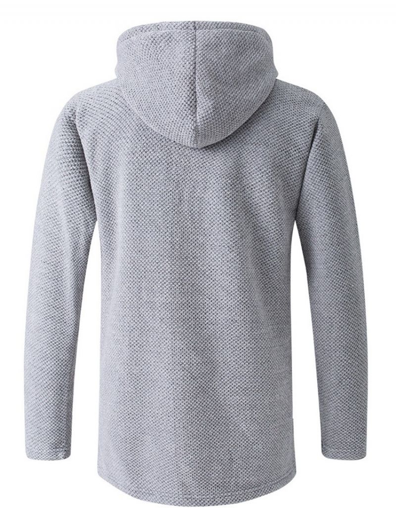 Jednolity Jesienny Dopasowany Sweter Z Kapturem