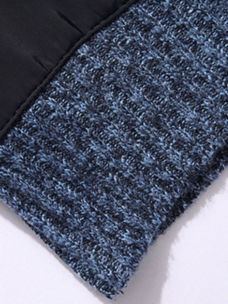 Sweter Ze Stójką Standard Patchwork Slim Winter Sweater