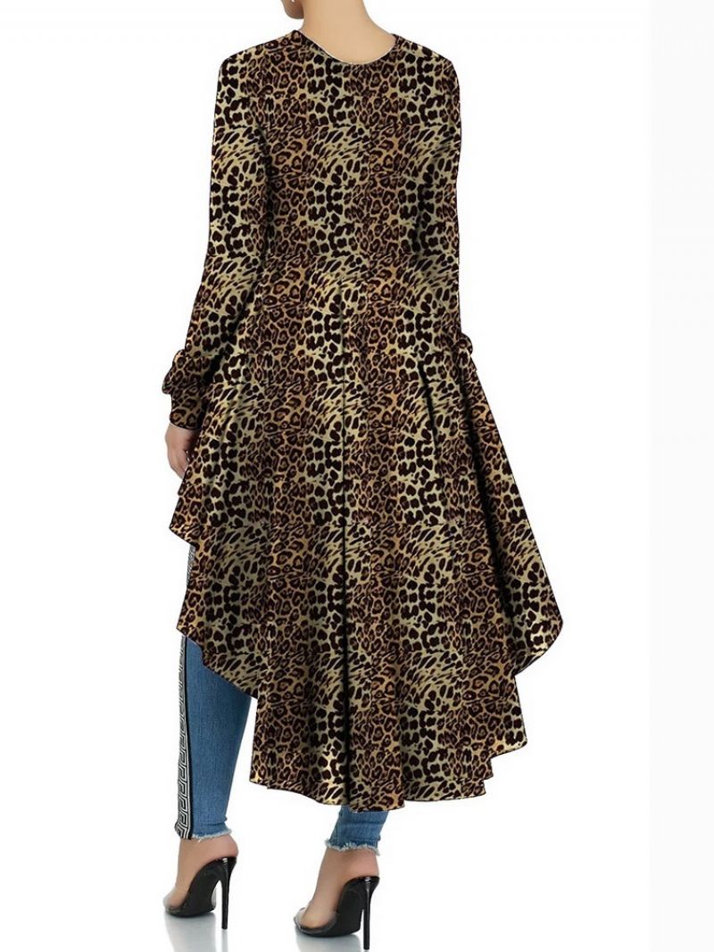 Afrykańska Moda Leopard Regularna Patchworkowa Długa Bluzka Z Długim Rękawem