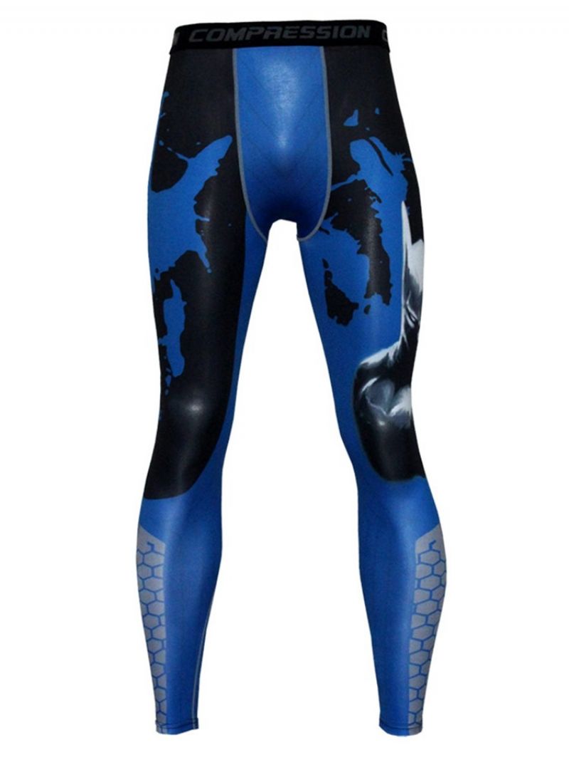 Męskie Legginsy Z Mieszanki Bawełny Oddychające Legginsy Z Kolorowymi Blokami