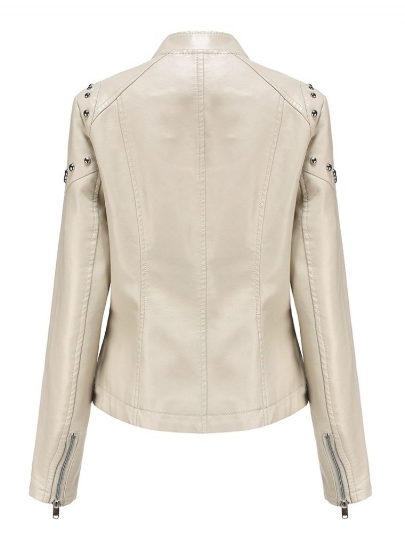 Pu Zipper Slim Pu Nitowana Kurtka