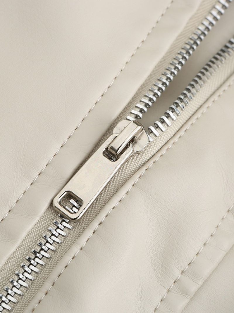 Pu Zipper Slim Pu Nitowana Kurtka