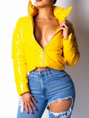 Zipper Slim Zipper Krótka Watowana Kurtka Z Bawełny