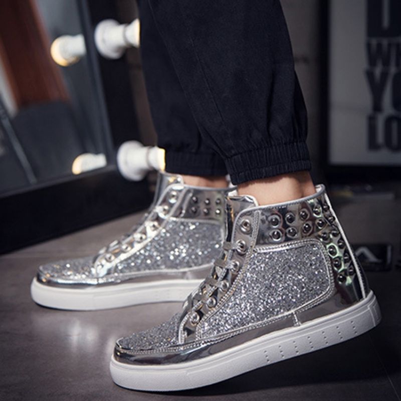 Patchwork High-Cut Górne Sznurowane Buty Skate Z Okrągłym Noskiem