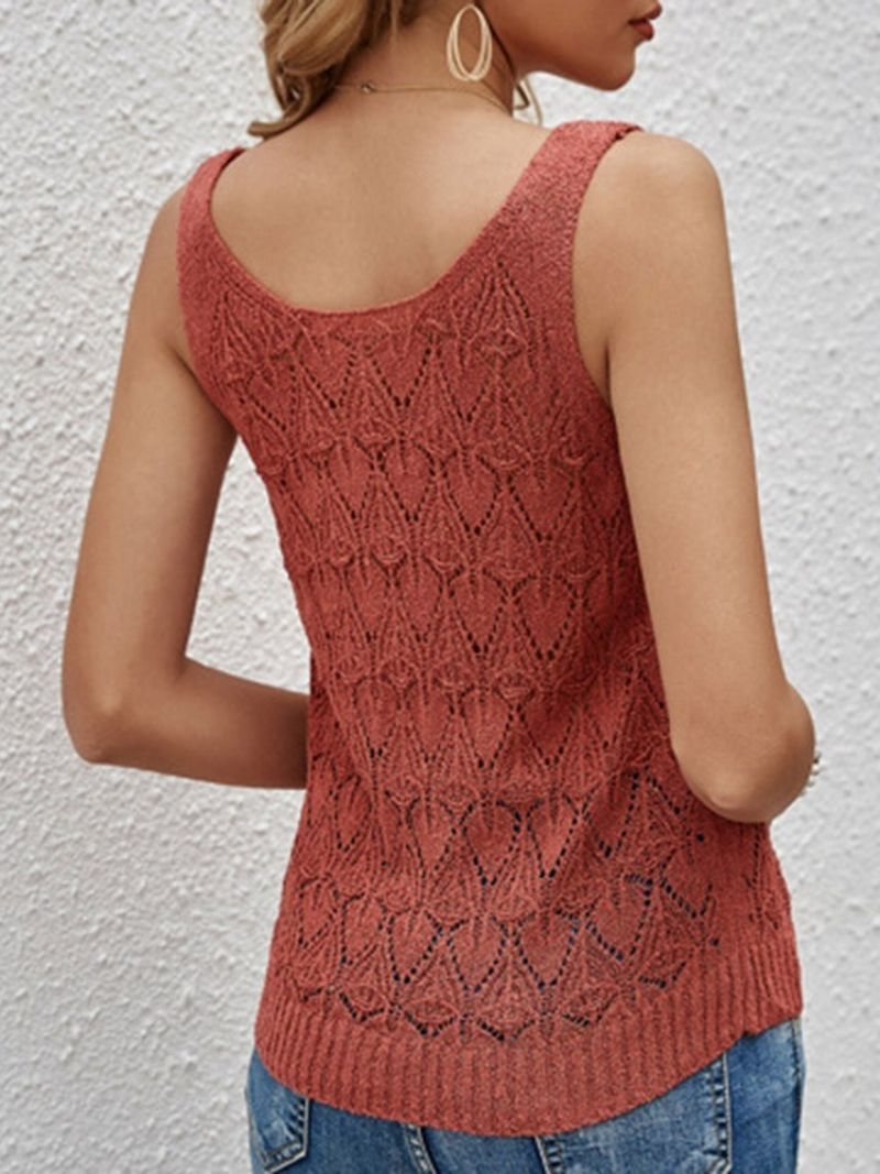 Poliester Lato Hollow Damski Standardowy Tank Top