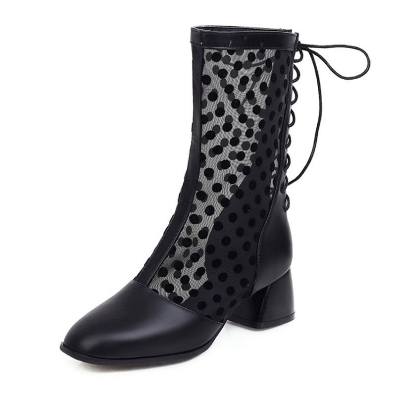 Masywny Obcas Z Kwadratowymi Noskami Patchworkowe Buty Z Pu