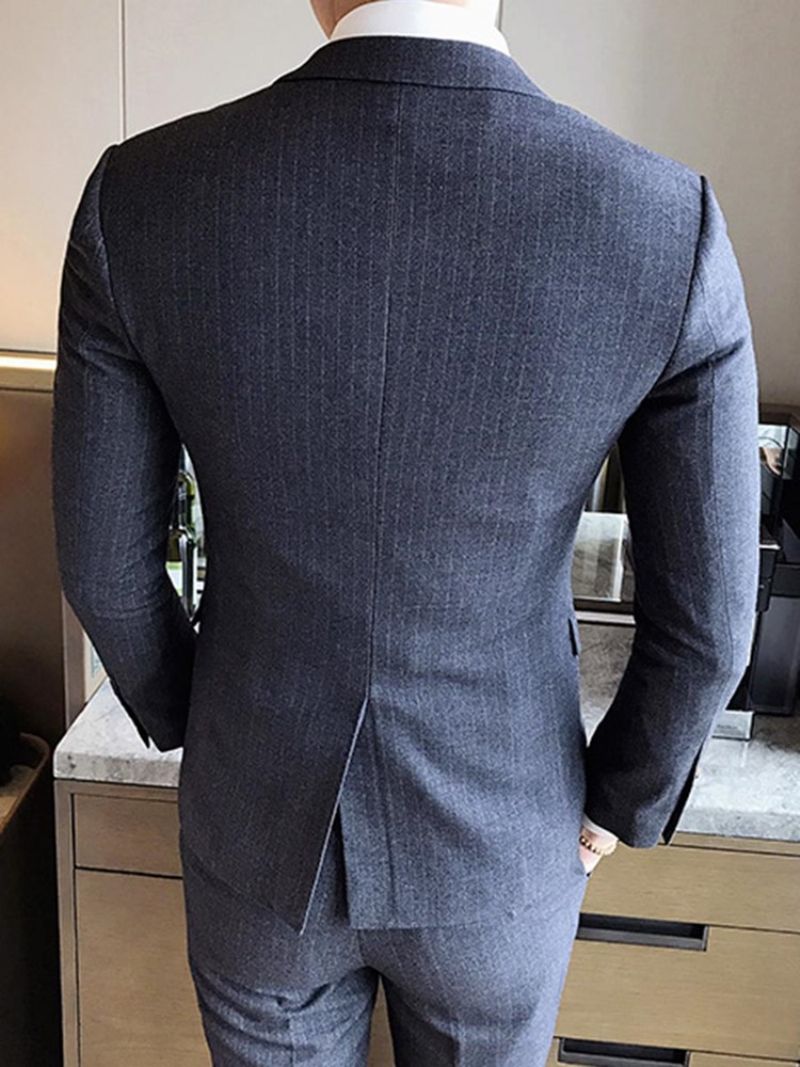Lapel Slim Fit Solid Color Wedding Trzyczęściowe Męskie Garnitury