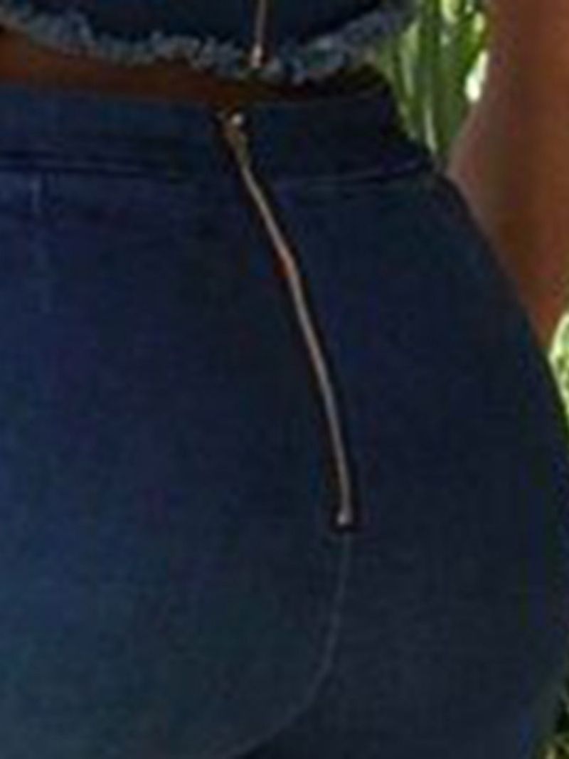 Zwykły Denim Bellbottoms Casual Kamizelka I Spodnie Dwuczęściowe Zestawy