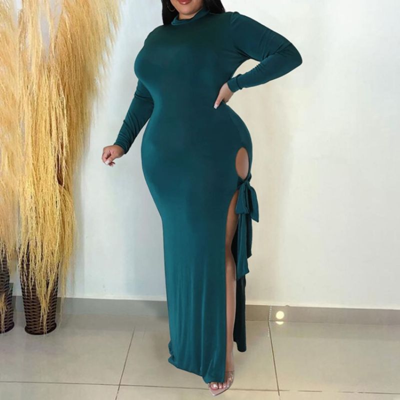 Plus Size Rozkloszowana Sukienka Maxi Z Długim Rękawem I Długim Rękawem W Stylu Western