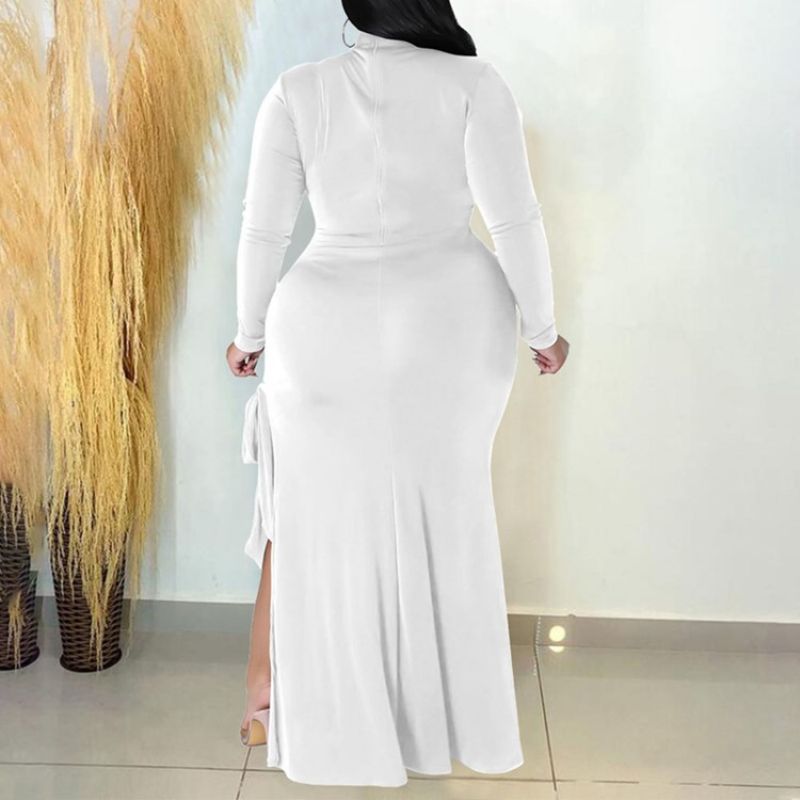 Plus Size Rozkloszowana Sukienka Maxi Z Długim Rękawem I Długim Rękawem W Stylu Western