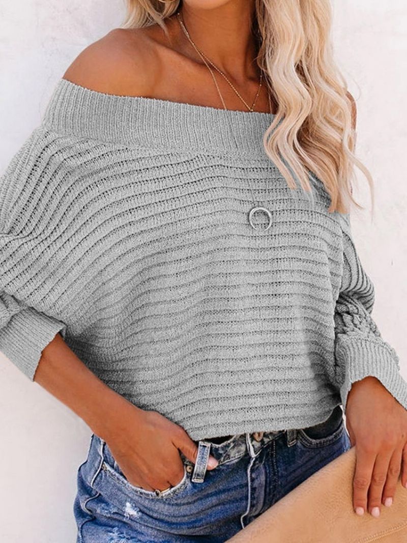 Cienki Rękaw Batwing Patchwork Batwing Standardowy Damski Sweter