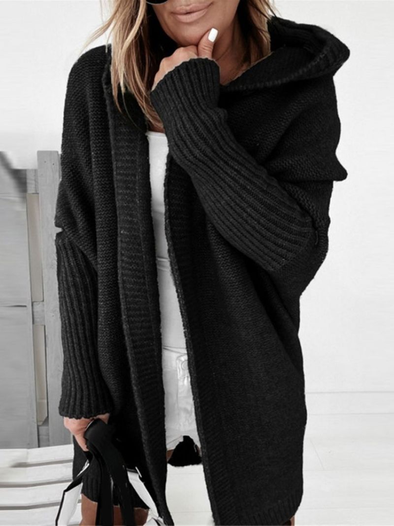 Cienki Sweter Z Kapturem Batwing
